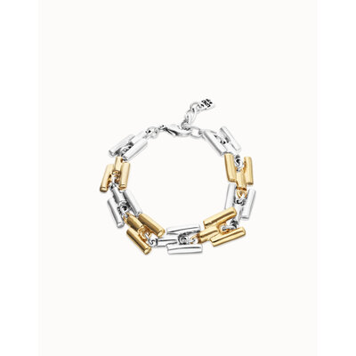 UNOde50 UNOde50 Armband | Silver & Gold Square Links | PUL2635OROMTL