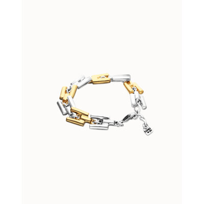 UNOde50 UNOde50 Armband | Silver & Gold Square Links | PUL2635OROMTL