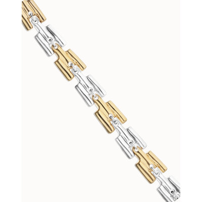 UNOde50 UNOde50 Armband | Silver & Gold Square Links | PUL2635OROMTL