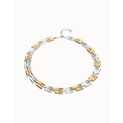UNOde50 UNOde50 Ketting | Mixed Metal Square Links |  Bicolor | COL2065OROMTL