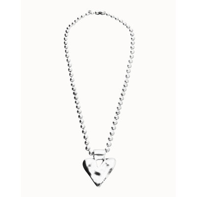 UNOde50 UNOde50 Ketting | Lange bolletjes ketting met hart hanger | COL2067MTL000