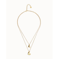 UNOde50 UNOde50 Ketting | Dubbele Ketting met Hart Hangers | Verguld | SS26