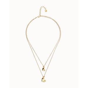 UNOde50 UNOde50 Ketting | Dubbele Ketting met Hart Hangers | Verguld | SS26