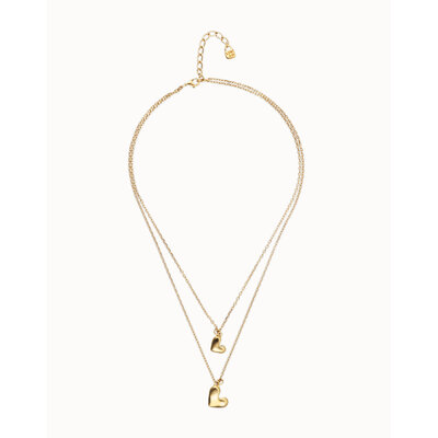 UNOde50 UNOde50 Ketting | Dubbele Ketting met Hart Hangers | Verguld | COL2070ORO