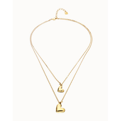 UNOde50 UNOde50 Ketting | Dubbele Ketting met Hart Hangers | Verguld | COL2070ORO