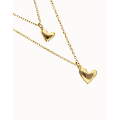 UNOde50 UNOde50 Ketting | Dubbele Ketting met Hart Hangers | Verguld | COL2070ORO