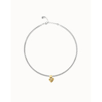 UNOde50 UNOde50 Ketting | Verzilverde Ketting met Verguld Klein Hart | SS26
