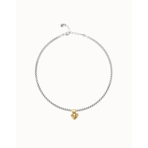 UNOde50 UNOde50 Ketting | Verzilverde Ketting met Verguld Klein Hart | SS26