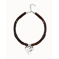 UNOde50 UNOde50 Ketting | Leren Ketting met Verzilverde Hart Hanger | SS26