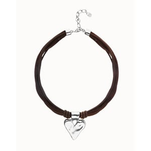UNOde50 UNOde50 Ketting | Leren Ketting met Verzilverde Hart Hanger | SS26