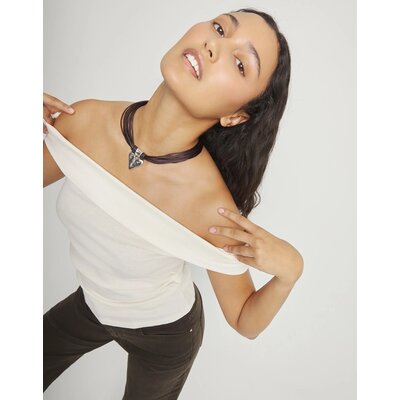 UNOde50 UNOde50 Ketting | Leren Ketting met Verzilverde Hart Hanger | COL2066MARMTL