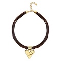UNOde50 UNOde50 Ketting | Leren Ketting met Vergulde Hart Hanger | SS26