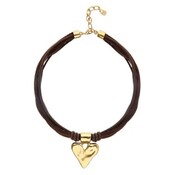 UNOde50 UNOde50 Ketting | Leren Ketting met Vergulde Hart Hanger | COL2066MARORO