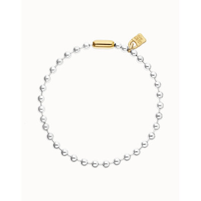 UNOde50 UNOde50 Ketting | Verzilverde Kralen Ketting met Goudkleurige Details | COL1390OROMTL