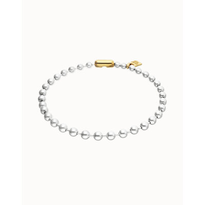 UNOde50 UNOde50 Ketting | Verzilverde Kralen Ketting met Goudkleurige Details | COL1390OROMTL