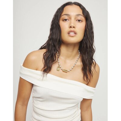 UNOde50 UNOde50 Ketting | Verzilverde Kralen Ketting met Goudkleurige Details | COL1390OROMTL