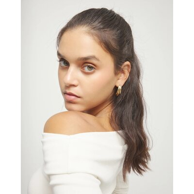 UNOde50 UNOde50 Oorbellen | Organic Triple Drop Silver | Verguld | PEN1071ORO