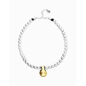 UNOde50 UNOde50 Ketting | Korte kralenketting met Vergulde Grote Bol | SS26