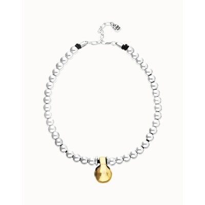 UNOde50 UNOde50 Ketting | Korte kralenketting met Vergulde Grote Bol | COL2045OROMTL