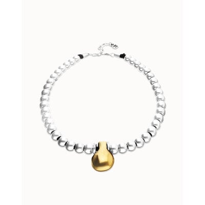 UNOde50 UNOde50 Ketting | Korte kralenketting met Vergulde Grote Bol | COL2045OROMTL