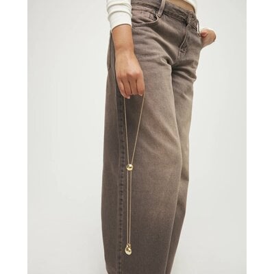 UNOde50 UNOde50 Ketting | Lange Verstelbare Vergulde Ketting met Twee Organische Bollen | COL2055ORO