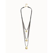 UNOde50 UNOde50 Ketting | Lange Leren Ketting met meerdere strengen en drie bollen | Verguld | COL2044MARORO