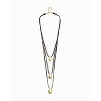 UNOde50 UNOde50 Ketting | Lange Leren Ketting met meerdere strengen en drie bollen | Verguld | SS26