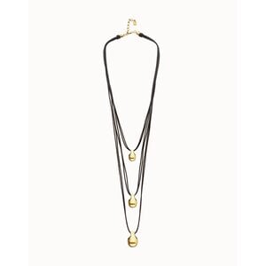 UNOde50 UNOde50 Ketting | Lange Leren Ketting met meerdere strengen en drie bollen | Verguld | SS26