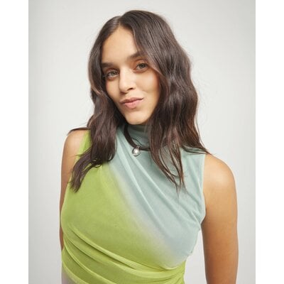 UNOde50 UNOde50 Ketting | Korte Leren Ketting met meerdere strengen en een grote bol | COL2046MARMTL