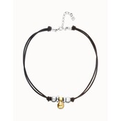 UNOde50 UNOde50 Ketting | Korte Leren Ketting met 3 bolletjes | COL2064OROMTL