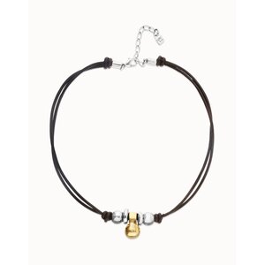 UNOde50 UNOde50 Ketting | Korte Leren Ketting met 3 bolletjes | SS26