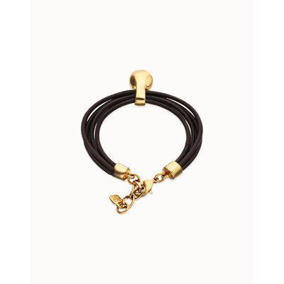 UNOde50 UNOde50 Armband |  Leren armband met Vergulde Organische Hanger | PUL2605MARORO