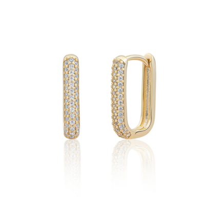 SPARKLING SPARKLING Oorbellen | Square Huggies Zirconia | Verguld