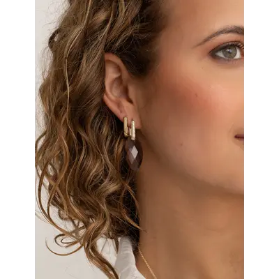 SPARKLING SPARKLING Oorbellen | Square Huggies Zirconia | Verguld