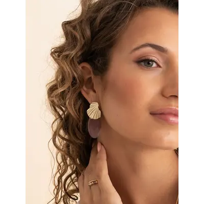 SPARKLING SPARKLING Oorbellen | Edelstenen | Pink Opalite Large Leaf