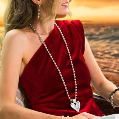 UNOde50 UNOde50 Ketting | Lange bolletjes ketting met hart hanger | COL2067MTL000