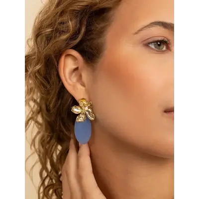 SPARKLING SPARKLING Oorbellen | Edelstenen | Milky Blue Jade Large Leaf