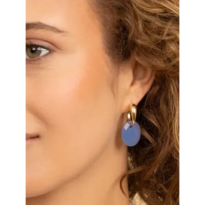 SPARKLING SPARKLING Oorbellen | Edelstenen | Milky Blue Jade Medium Oval
