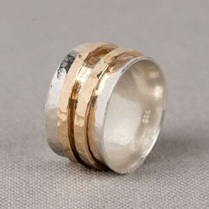 JEH JEWELS JEH JEWELS Ring | Ring spinning zilver + Goldfilled Shine | Touch of Gold