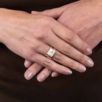 JEH JEWELS JEH JEWELS Ring | Ring spinning zilver + Goldfilled Shine | Touch of Gold | 21718