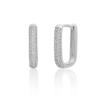 SPARKLING SPARKLING Oorbellen | Square Huggies Zirconia | Zilver