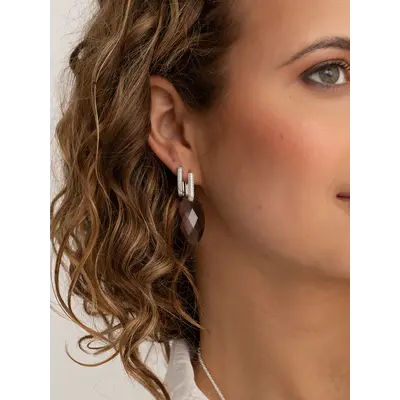 SPARKLING SPARKLING Oorbellen | Square Huggies Zirconia | Zilver