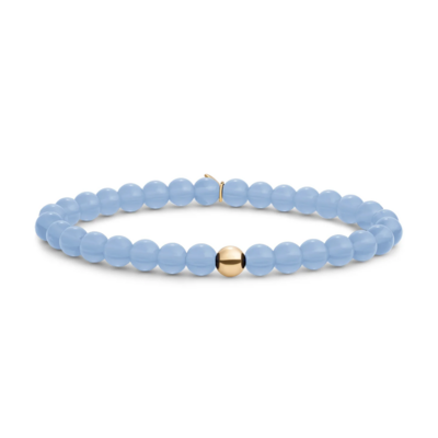 SPARKLING SPARKLING Armband | Saturn Armband Large Milky Blue Jade | Verguld
