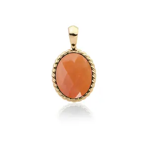 SPARKLING SPARKLING Ketting | Twist Pendant l Red Aventurine | Verguld