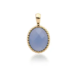 SPARKLING SPARKLING Ketting | Twist Pendant l Milky Blue Jade | Verguld