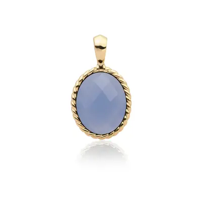 SPARKLING SPARKLING Ketting | Twist Pendant l Milky Blue Jade | Verguld