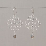 JEH JEWELS JEH JEWELS Oorbellen | Oorhangers zilver bloem + Labradoriet | 21702