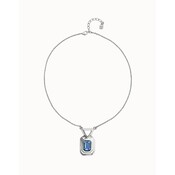 UNOde50 UNOde50 Ketting | Ketting met rechthoekig blauw gefacetteerd kristal  | COL2071AZUMTL