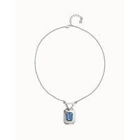 UNOde50 UNOde50 Ketting | Ketting met rechthoekig blauw gefacetteerd kristal  | SS26