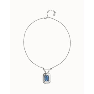 UNOde50 UNOde50 Ketting | Ketting met rechthoekig blauw gefacetteerd kristal  | SS26